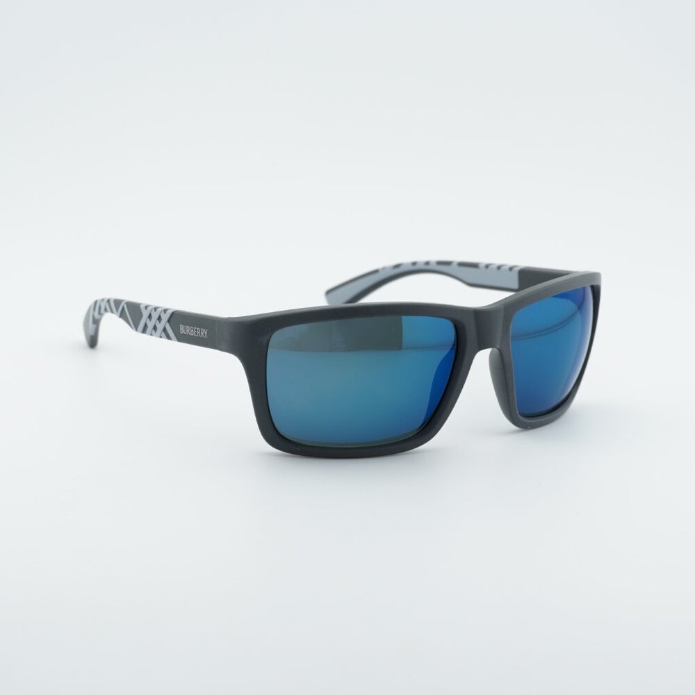 Burberry BE4483 423355 Sunglasses Grey Rectangle Frame, Blue Mirror Lenses - Picture 6 of 8